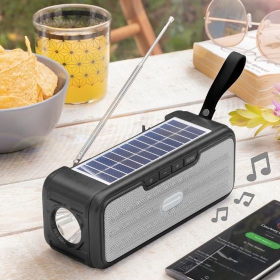 Kabelloser Lautsprecher mit Solarladung und LED-Taschenlampe